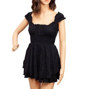 Urban Outfitters Black Ruffled Short Jumpsuit